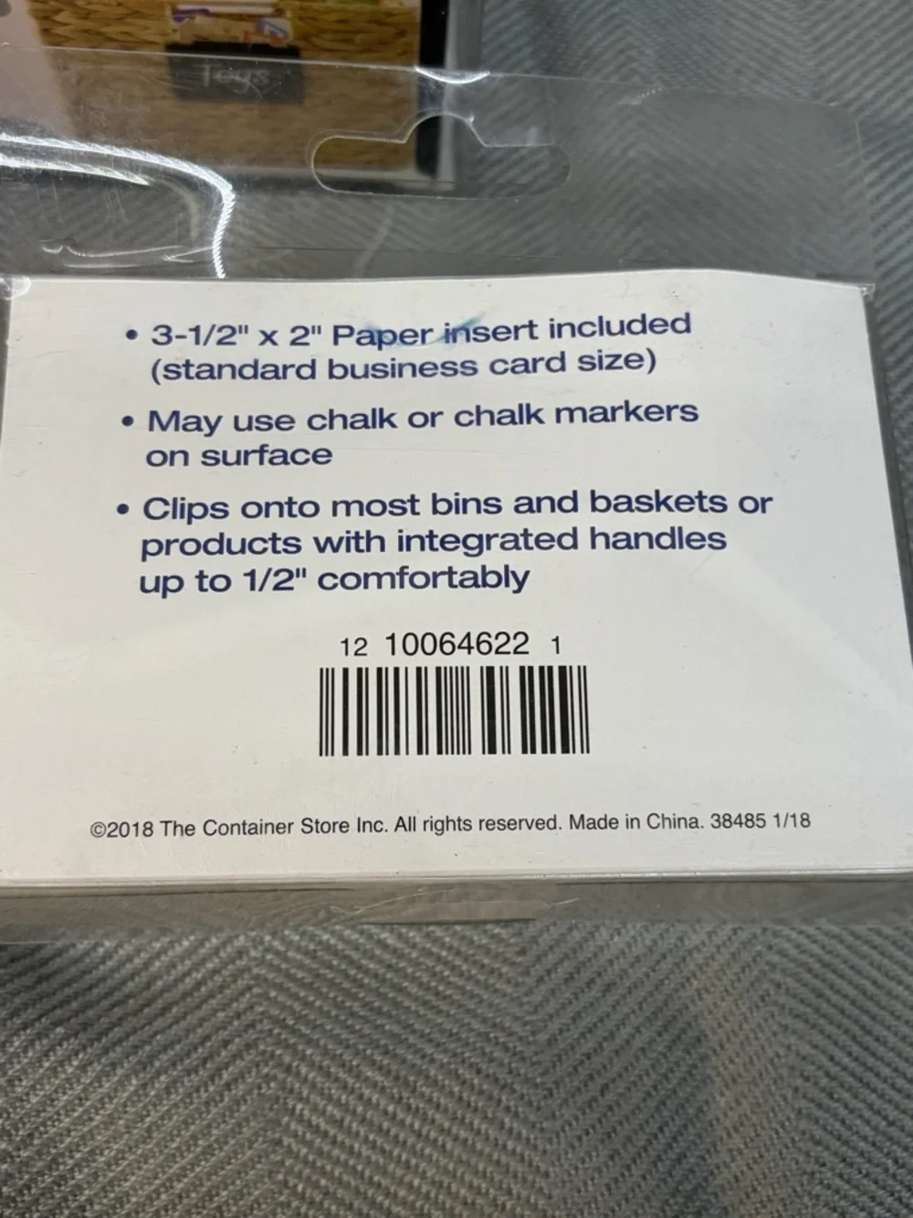 The Container store bin clip label nine total. 3 1/2“ x 2 5/8 black